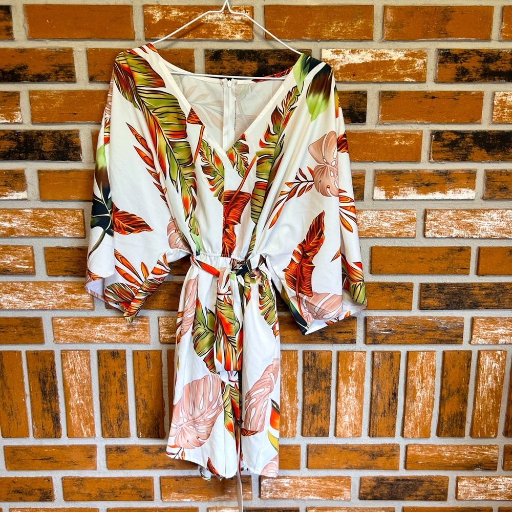 Tropical Print Silky Romper